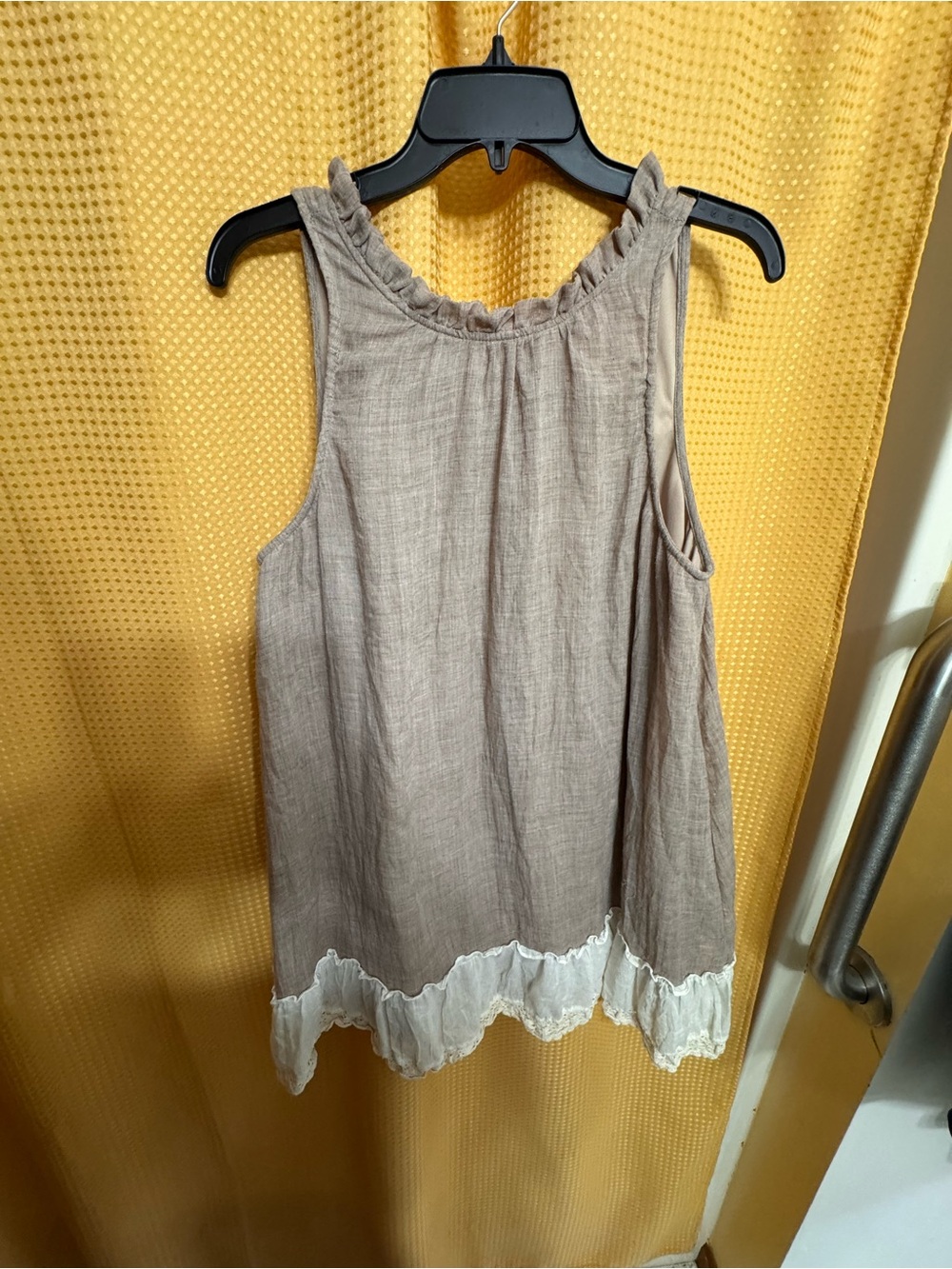 entro Taupe Mini Dress with White Scalloped Hem